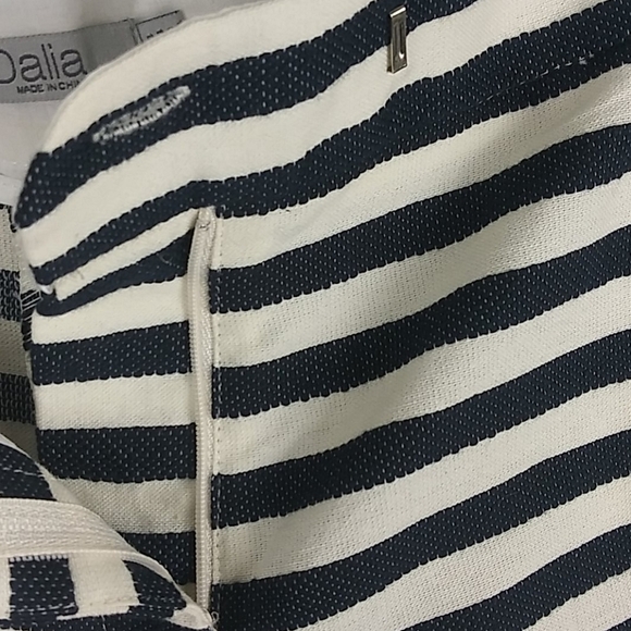 Dalia Blue White Striped Mid Rise Button Zipper Front Walking Shorts - Picture 6 of 11